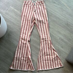 Rock & Roll Denim Striped Bargain Bell Pull On Flare Jeans